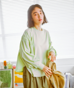 オーガニックコットンムラ天竺　パフスリーブプルオーバー