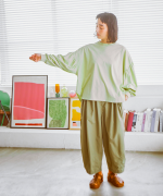 オーガニックコットンムラ天竺　パフスリーブプルオーバー