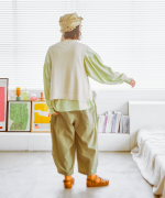 オーガニックコットンムラ天竺　パフスリーブプルオーバー