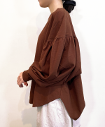 オーガニックコットンムラ天竺　パフスリーブプルオーバー