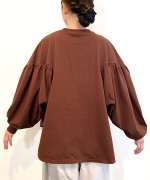 オーガニックコットンムラ天竺　パフスリーブプルオーバー