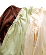 オーガニックコットンムラ天竺　パフスリーブプルオーバー