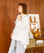 ベーシック天竺×シアーツイル　フリルベスト付チュニック