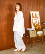 ベーシック天竺×シアーツイル　フリルベスト付チュニック