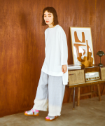 ベーシック天竺×シアーツイル　フリルベスト付チュニック