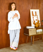 ベーシック天竺×シアーツイル　フリルベスト付チュニック