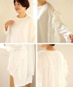 ベーシック天竺×シアーツイル　フリルベスト付チュニック