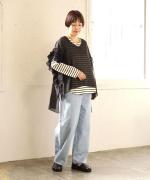 ベーシック天竺×シアーツイル　フリルベスト付チュニック