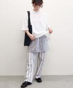 ORGANIC COTTON TWILL STRIPE SKIRT PANTS