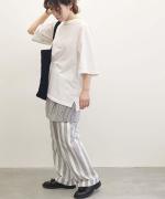 ORGANIC COTTON TWILL STRIPE SKIRT PANTS