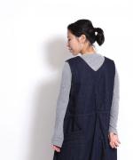 コットンリブニット　Uネック長袖