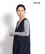 コットンリブニット　Uネック長袖