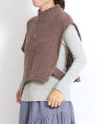 コットンリブニット　Uネック長袖