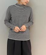 ランダムリブニット　フリルハイネック