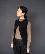 ランダムリブニット　フリルハイネック