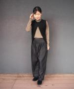 ランダムリブニット　フリルハイネック