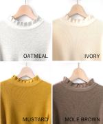 ランダムリブニット　フリルハイネック