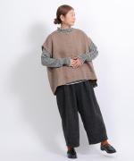 ランダムリブニット　フリルハイネック