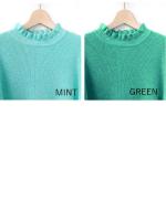 ランダムリブニット　フリルハイネック