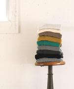 ランダムリブニット　フリルハイネック