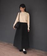 ランダムリブニット　フリルハイネック