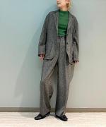 コットンリブニット　ハイネック長袖