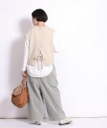 ウールアルパカダイヤ柄ニット　後リボンベスト