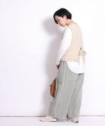 ウールアルパカダイヤ柄ニット　後リボンベスト