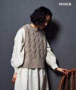 ウールアルパカダイヤ柄ニット　後リボンベスト