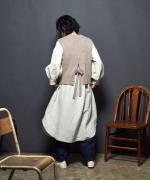 ウールアルパカダイヤ柄ニット　後リボンベスト