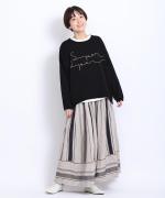 コットンリブニット　ロゴ刺繍プルオーバー