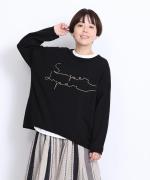 コットンリブニット　ロゴ刺繍プルオーバー