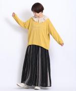 コットンリブニット　ロゴ刺繍プルオーバー