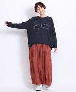 コットンリブニット　ロゴ刺繍プルオーバー