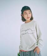 コットンリブニット　ロゴ刺繍プルオーバー