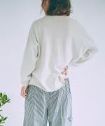 コットンリブニット　ロゴ刺繍プルオーバー