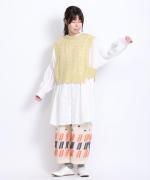 リネンコットンニット　2wayベスト