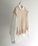 リネンコットンニット　2wayベスト