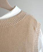 リネンコットンニット　2wayベスト