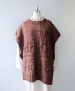 ロービングウール編み地ミックス　ビッグベスト