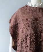 ロービングウール編み地ミックス　ビッグベスト