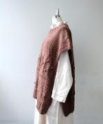 ロービングウール編み地ミックス　ビッグベスト