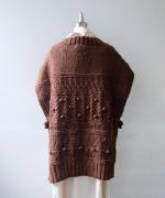 ロービングウール編み地ミックス　ビッグベスト