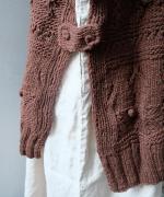 ロービングウール編み地ミックス　ビッグベスト