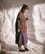 ロービングウール編み地ミックス　ビッグベスト