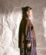 ロービングウール編み地ミックス　ビッグベスト