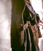 ロービングウール編み地ミックス　ビッグベスト