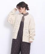ロービングウール編み地ミックス　2wayカーディガン
