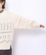 ロービングウール編み地ミックス　2wayカーディガン