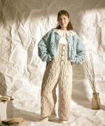 ロービングウール編み地ミックス　2wayカーディガン